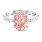 Rosec Jewels-3 Carat Lab Grown Pink Diamond Oval Solitaire Engagement Ring IGI Certified