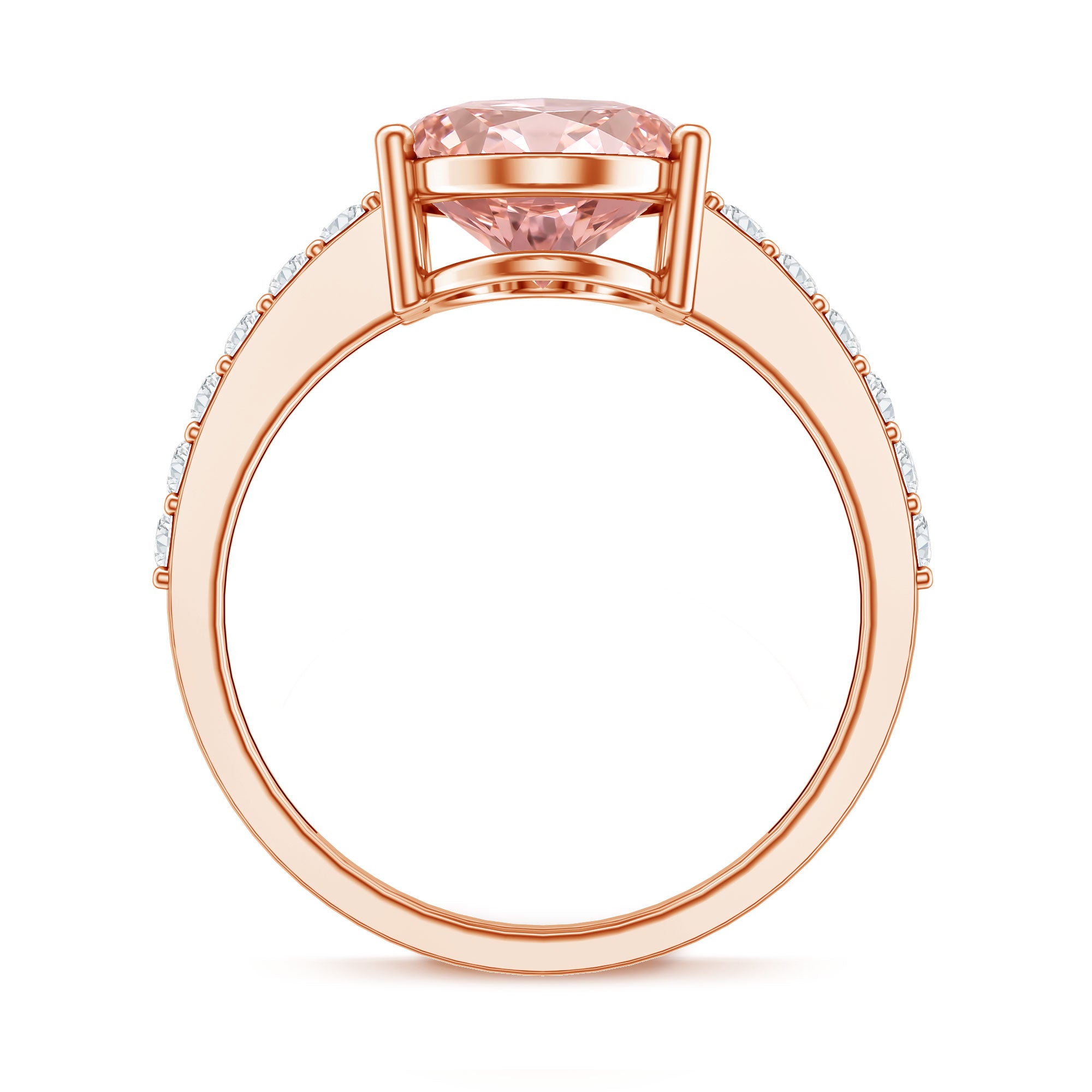 Rosec Jewels-Elongated Oval Lab Grown Pink Diamond 4 Carat Engagement Ring IGI Certified