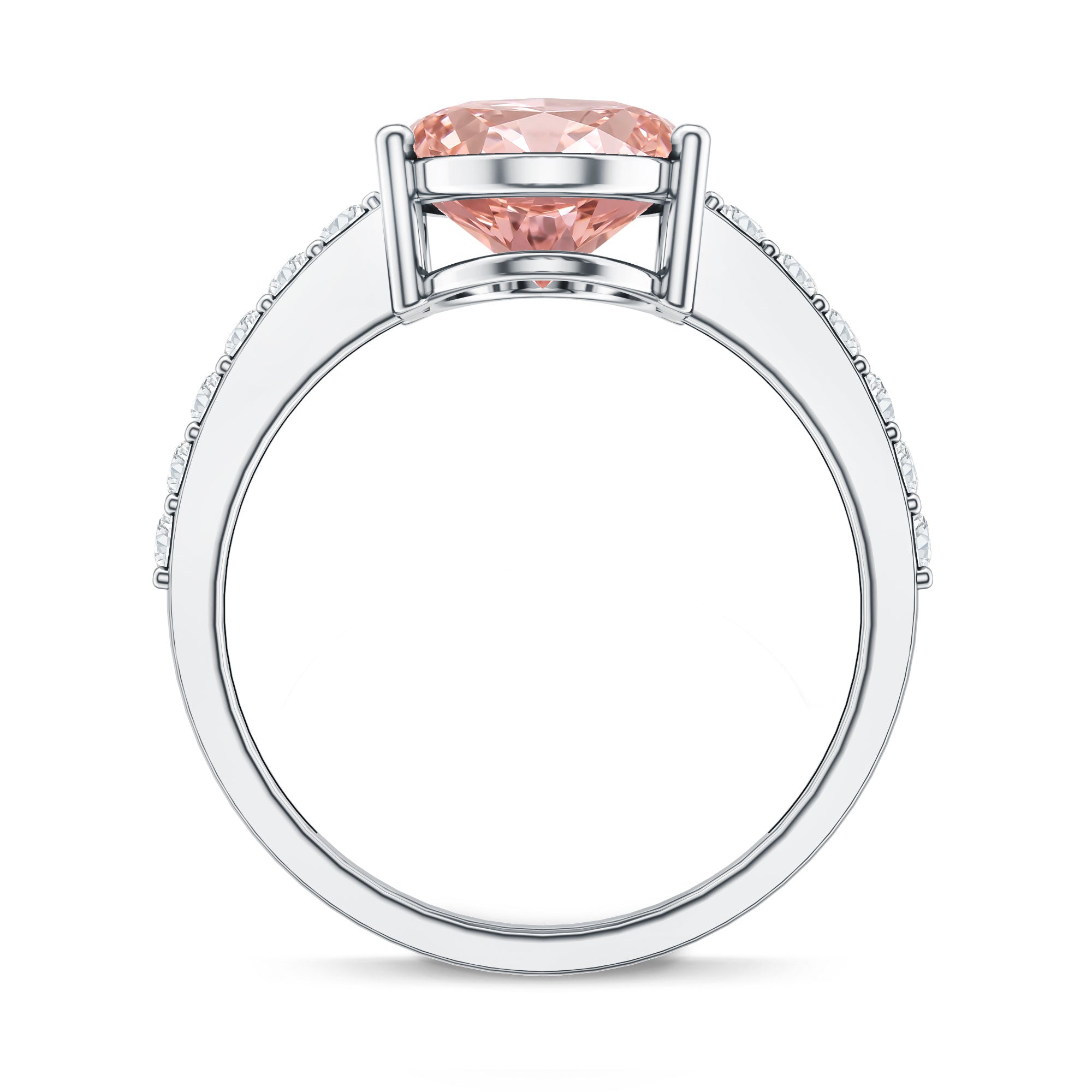 Rosec Jewels-Elongated Oval Lab Grown Pink Diamond 4 Carat Engagement Ring IGI Certified
