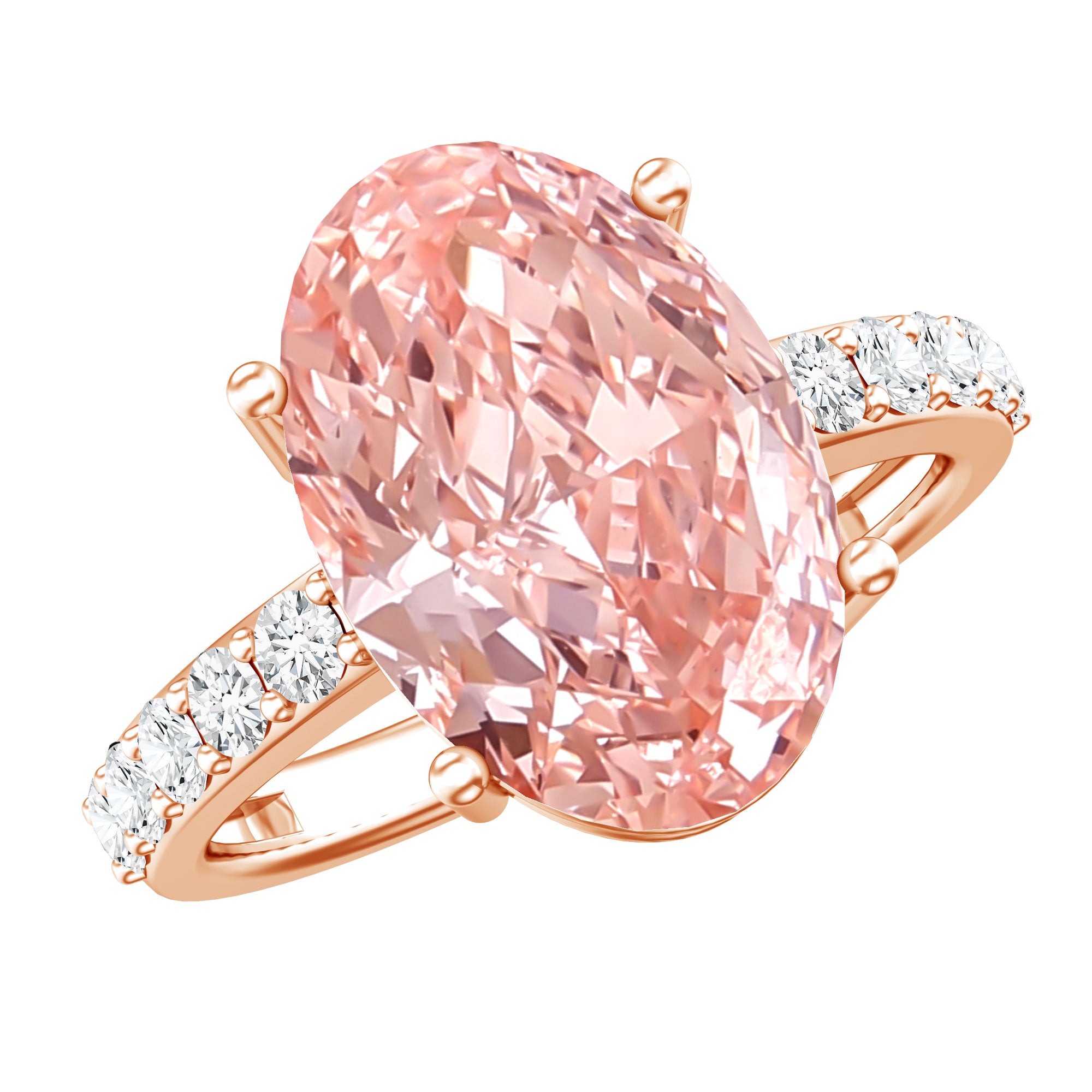 Rosec Jewels-Huge 5 Carat Lab Grown Pink Diamond Oval Engagement Ring IGI Certified