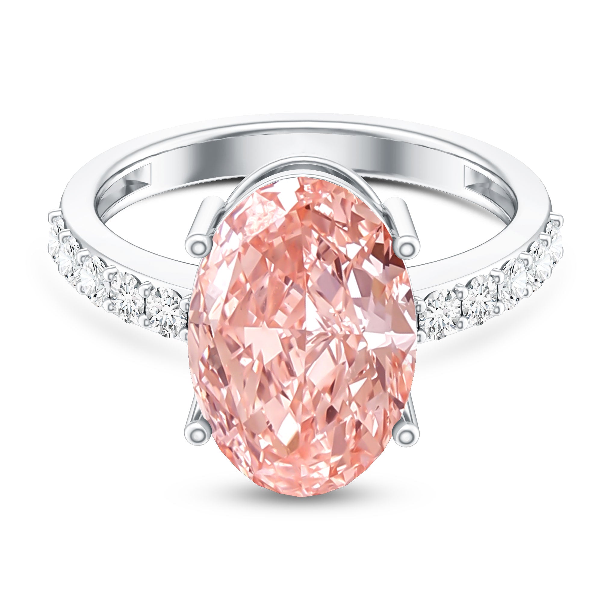 Rosec Jewels-Huge 5 Carat Lab Grown Pink Diamond Oval Engagement Ring IGI Certified