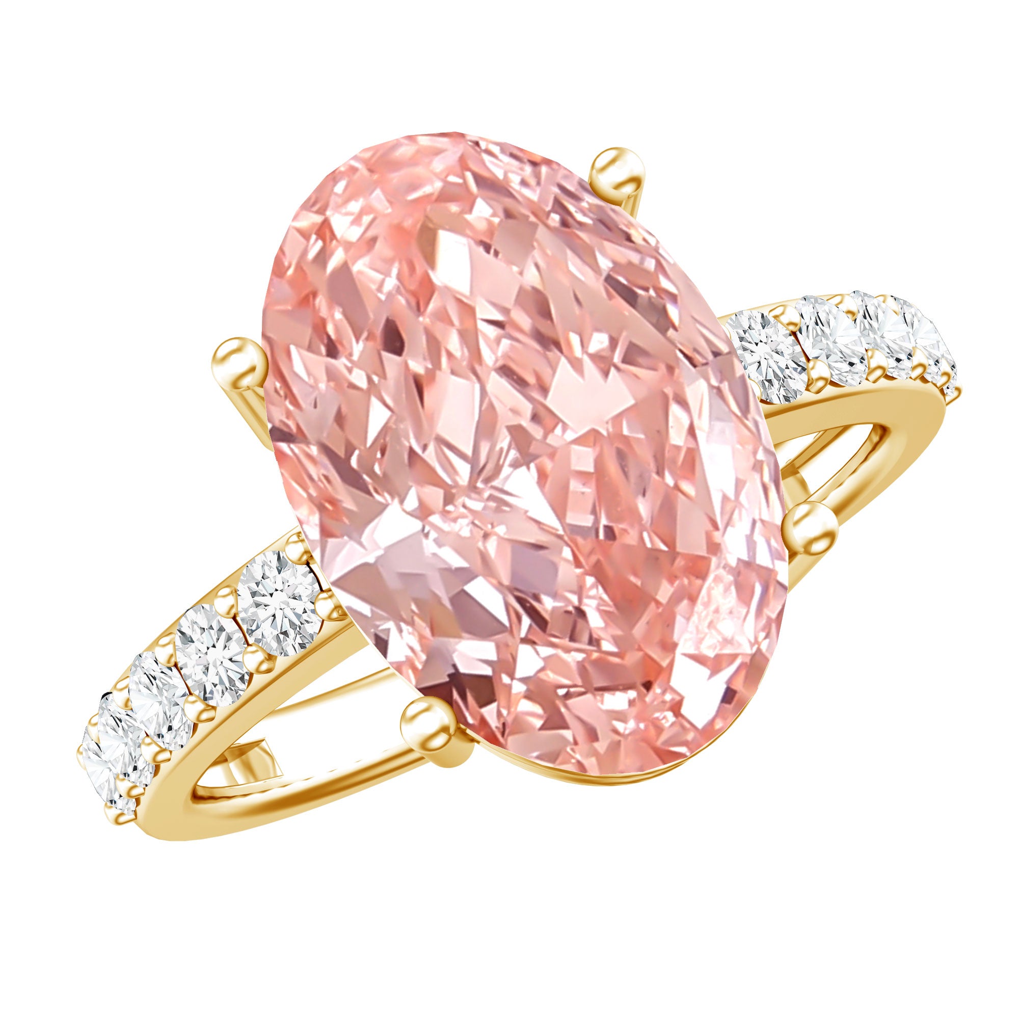 Rosec Jewels-Huge 5 Carat Lab Grown Pink Diamond Oval Engagement Ring IGI Certified