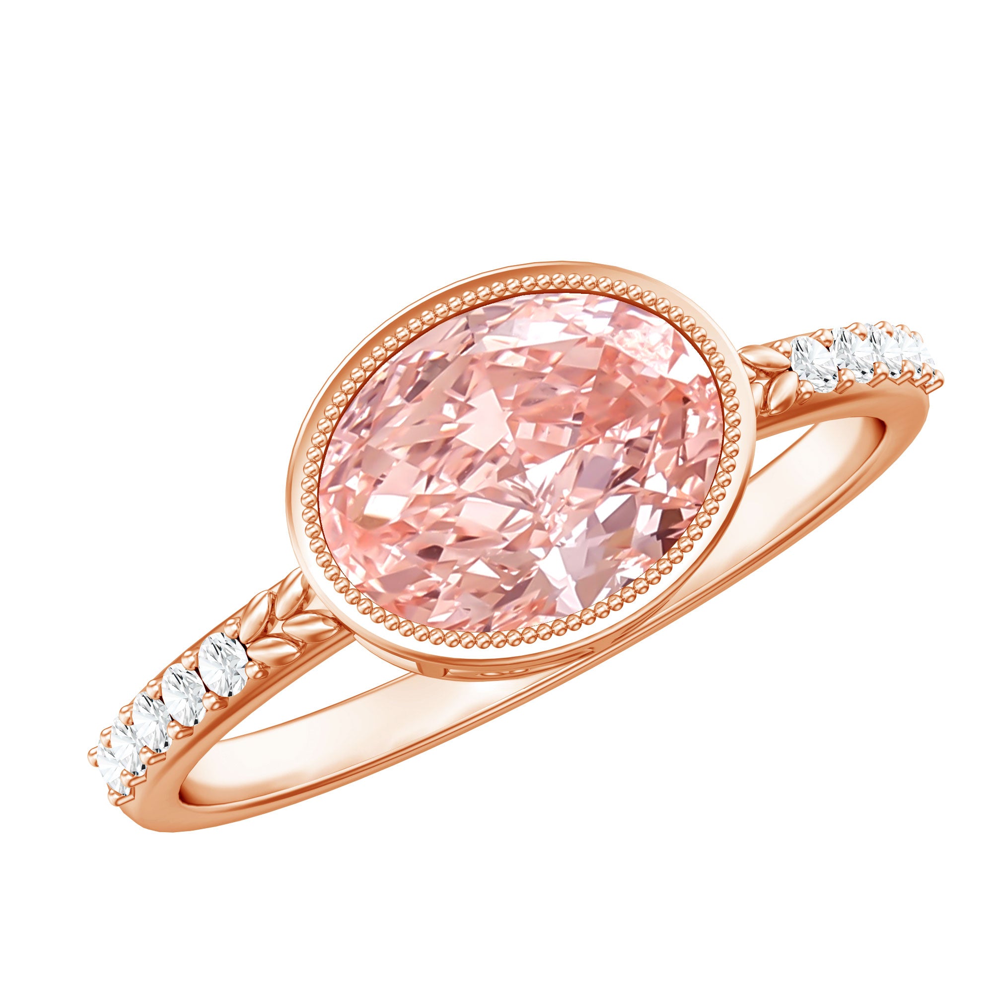 Rosec Jewels-Lab Grown 2 Carat Pink Diamond Oval East West Engagement Ring with IGI Certificate
