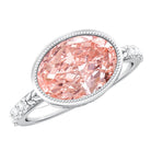 Rosec Jewels-Oval Shape 3 Carat Lab Grown Pink Diamond East West Engagement Ring IGI Certified