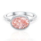Rosec Jewels-Oval Shape 3 Carat Lab Grown Pink Diamond East West Engagement Ring IGI Certified