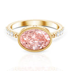 Rosec Jewels-Oval Shape 3 Carat Lab Grown Pink Diamond East West Engagement Ring IGI Certified