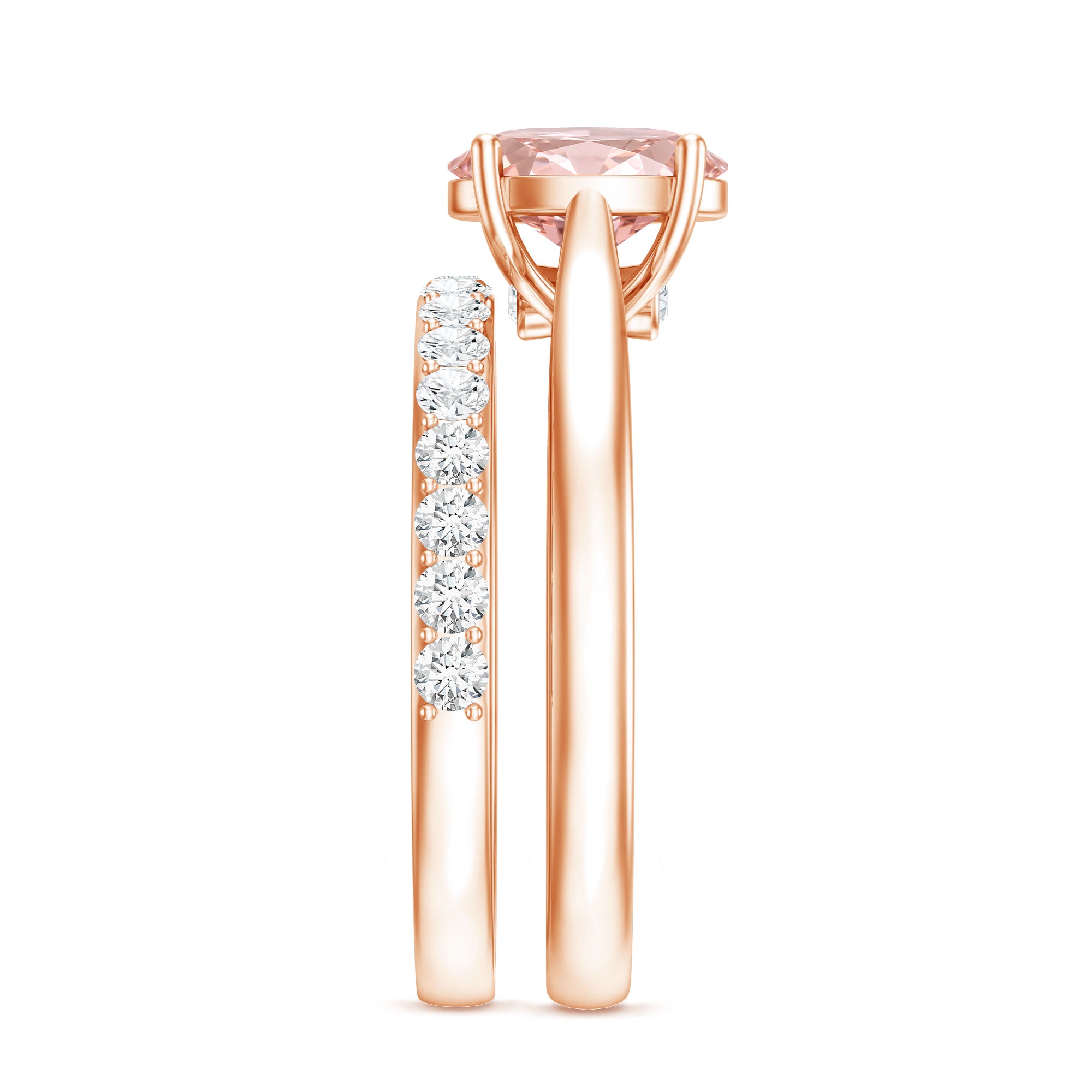 Rosec Jewels-IGI Certified 1 Carat Oval Lab Grown Pink Diamond Engagement Ring with Enhancer