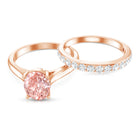 Rosec Jewels-IGI Certified 1 Carat Oval Lab Grown Pink Diamond Engagement Ring with Enhancer