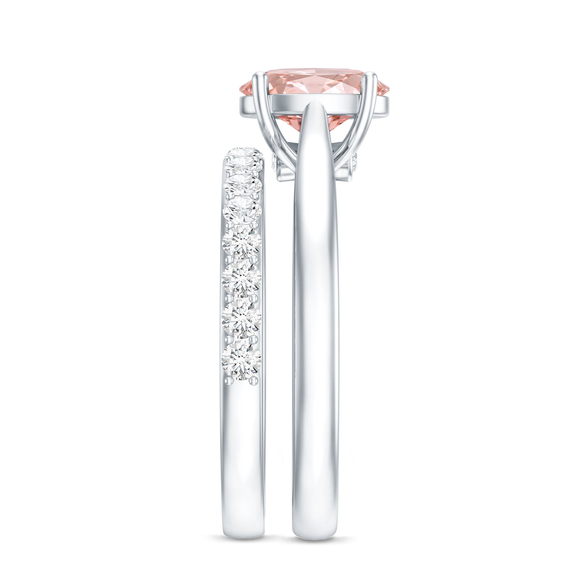 Rosec Jewels-IGI Certified 1 Carat Oval Lab Grown Pink Diamond Engagement Ring with Enhancer