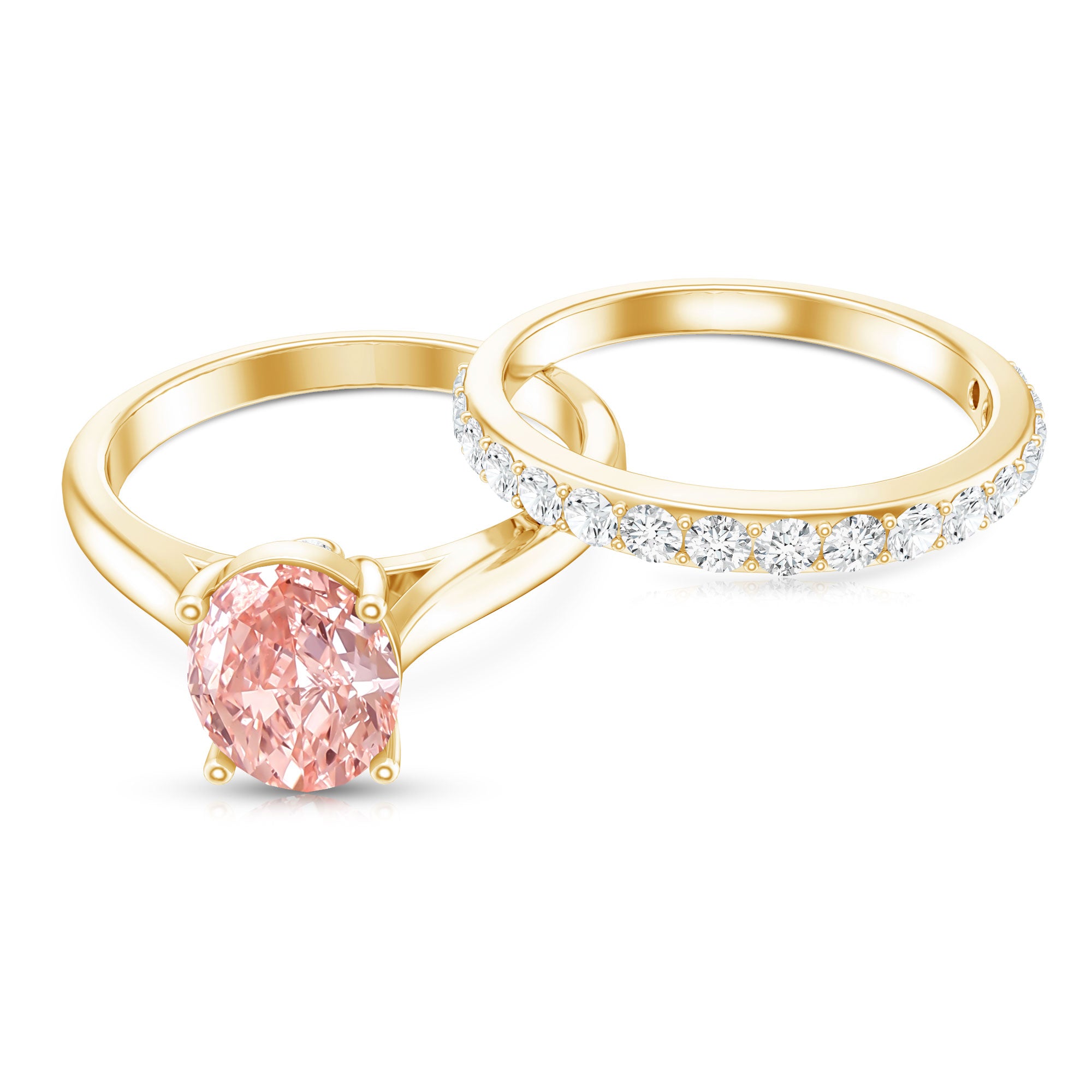 Rosec Jewels-IGI Certified 1 Carat Oval Lab Grown Pink Diamond Engagement Ring with Enhancer