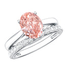 Rosec Jewels-2 Carat Solitaire Lab Grown Pink Diamond Oval Engagement Ring Set with IGI Certificate