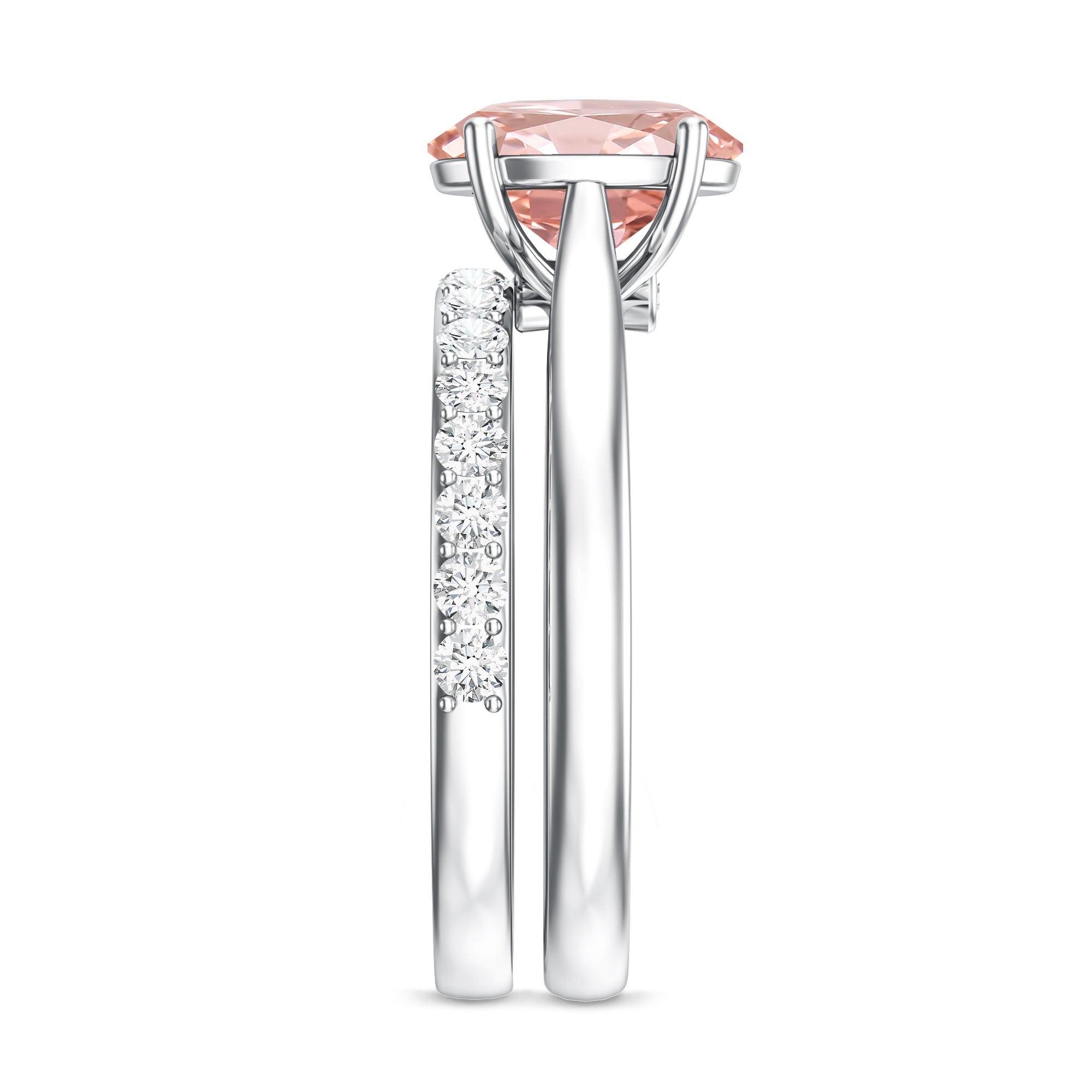 Rosec Jewels-2 Carat Solitaire Lab Grown Pink Diamond Oval Engagement Ring Set with IGI Certificate