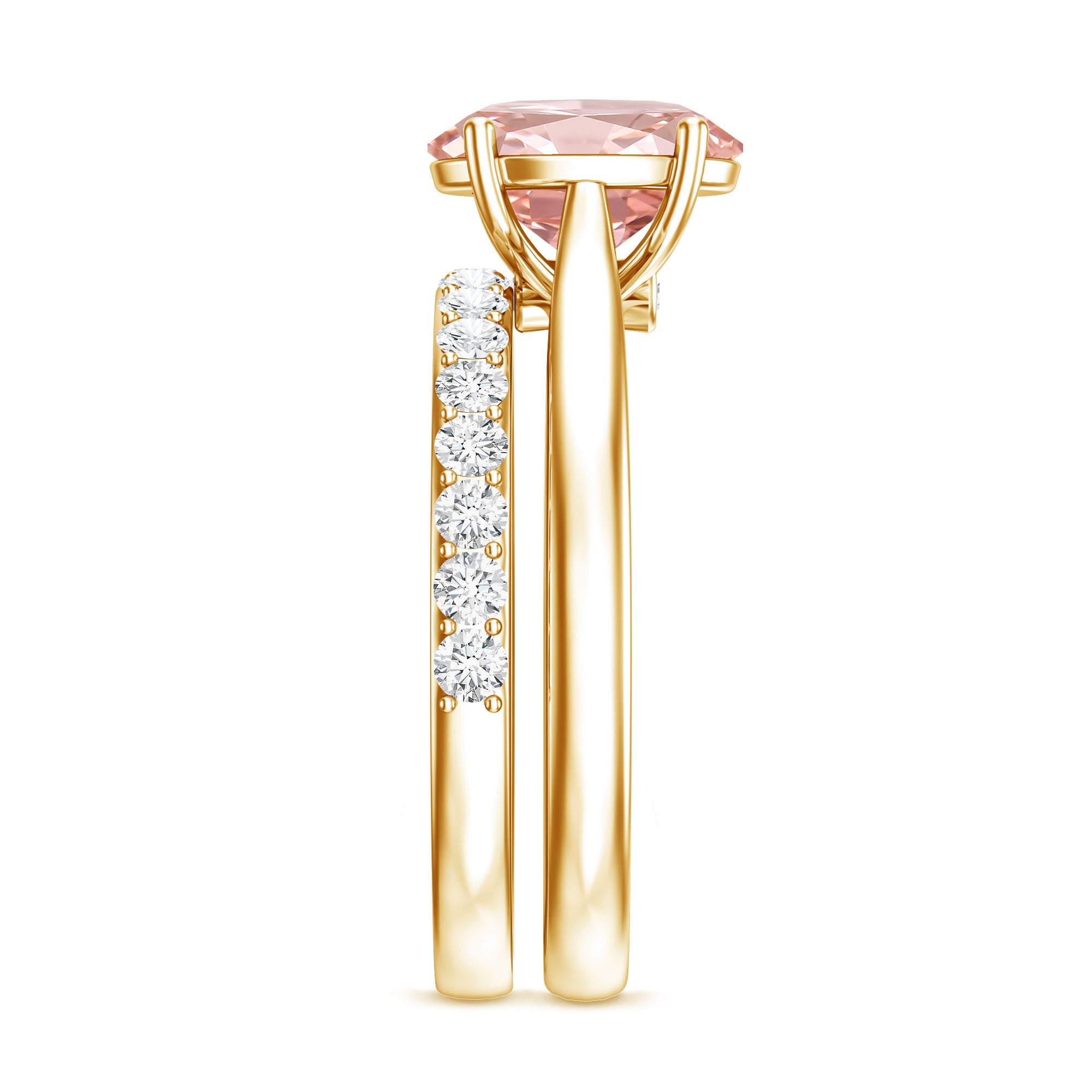 Rosec Jewels-2 Carat Solitaire Lab Grown Pink Diamond Oval Engagement Ring Set with IGI Certificate