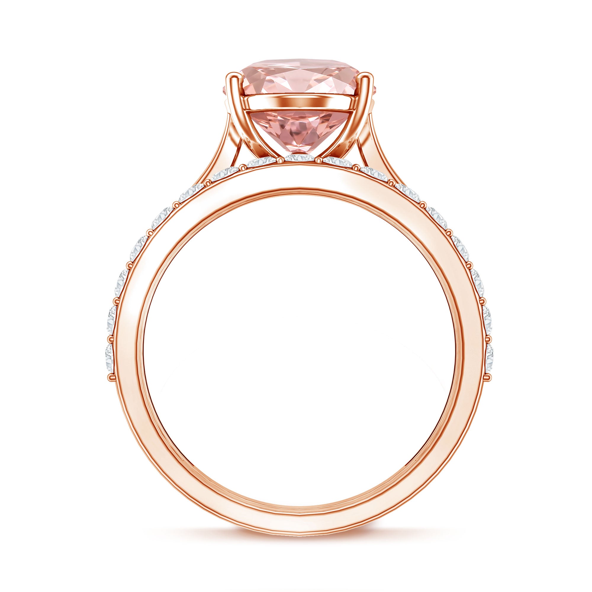 Rosec Jewels-Oval Shape Lab Grown 3 Carat Pink Diamond Solitaire Wedding Ring Set IGI Certified