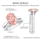 Rosec Jewels-Oval Shape Lab Grown 3 Carat Pink Diamond Solitaire Wedding Ring Set IGI Certified