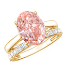 Rosec Jewels-Oval Shape Lab Grown 3 Carat Pink Diamond Solitaire Wedding Ring Set IGI Certified