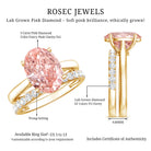 Rosec Jewels-Oval Shape Lab Grown 3 Carat Pink Diamond Solitaire Wedding Ring Set IGI Certified