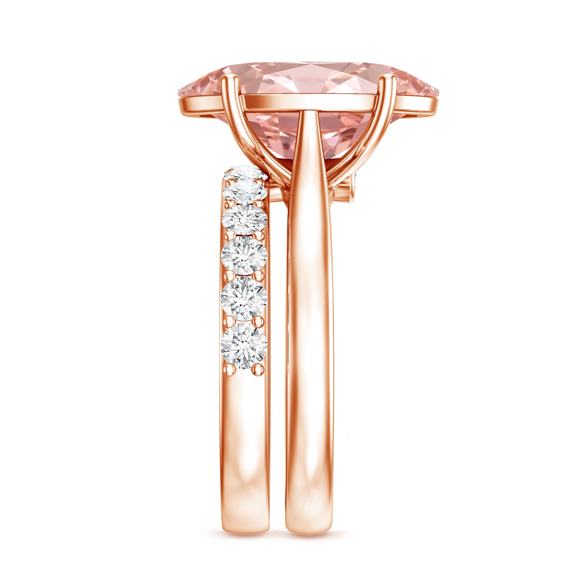 Rosec Jewels-4 Carat IGI Certified Lab Grown Pink Diamond Oval Engagement Ring with Wedding Band