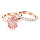Rosec Jewels-4 Carat IGI Certified Lab Grown Pink Diamond Oval Engagement Ring with Wedding Band