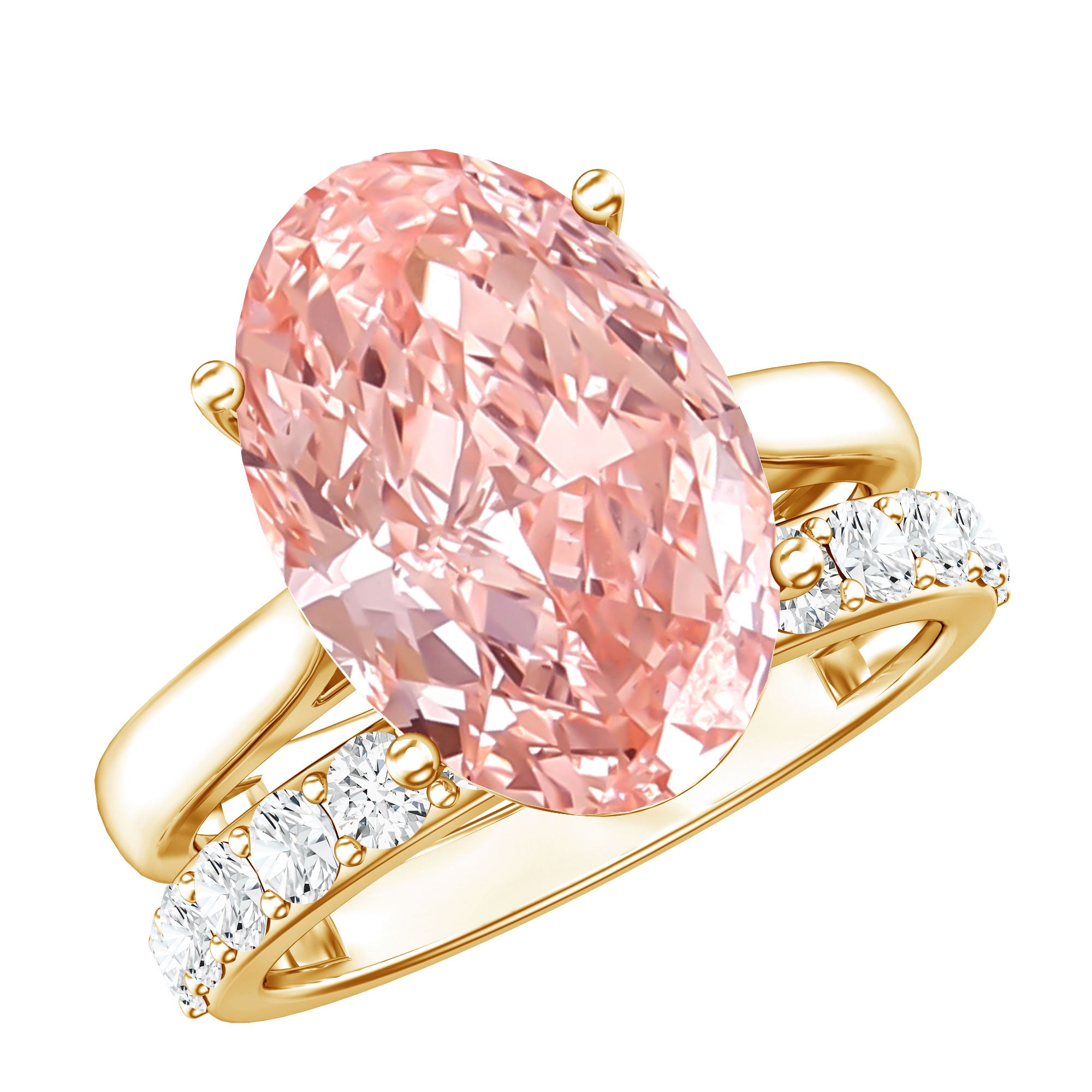 Rosec Jewels-4 Carat IGI Certified Lab Grown Pink Diamond Oval Engagement Ring with Wedding Band