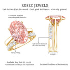 Rosec Jewels-5 Carat Oval Shape Lab Grown Pink Diamond Solitaire Wedding Ring Set IGI Certified