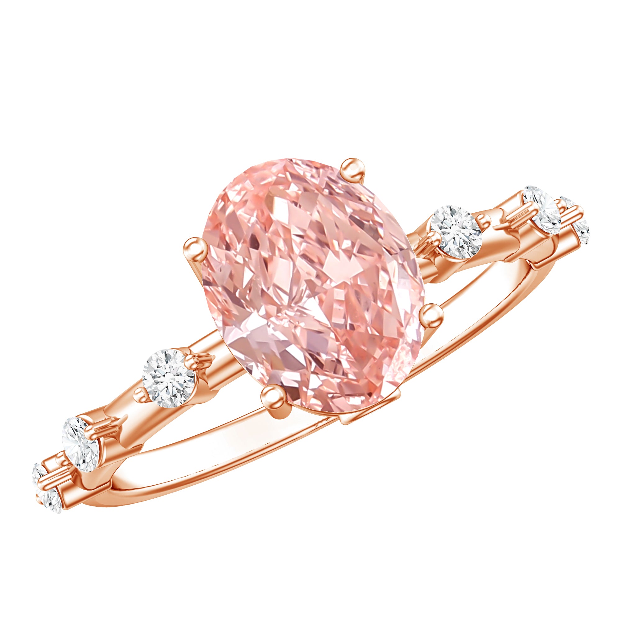 Rosec Jewels-Lab Grown 2 Carat Oval Shaped Pink Diamond Solitaire Engagement Ring IGI Certified