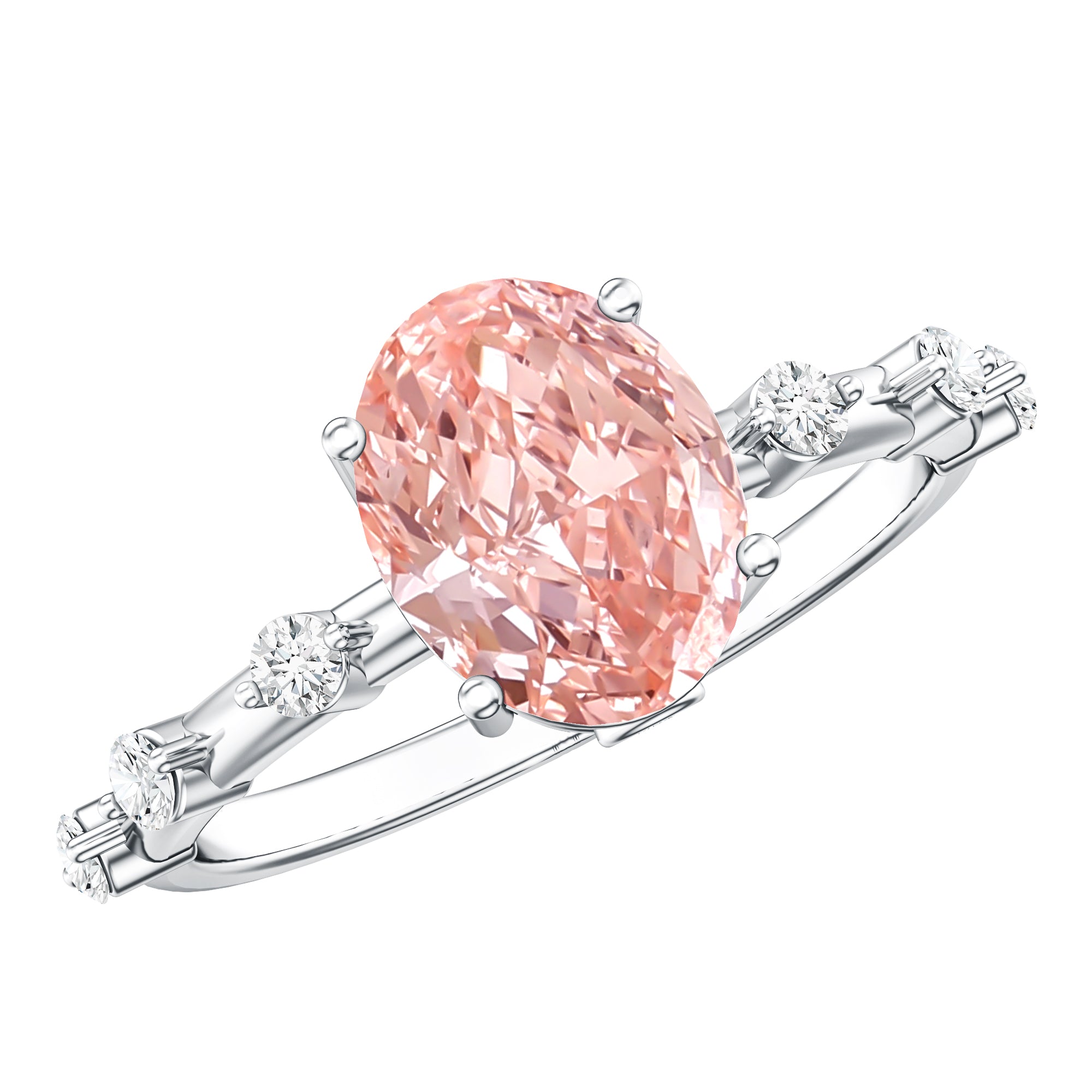 Rosec Jewels-Lab Grown 2 Carat Oval Shaped Pink Diamond Solitaire Engagement Ring IGI Certified