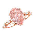 Rosec Jewels-IGI Certified 3 Carat Lab Grown Pink Diamond Oval Engagement Ring with Spaced Accent