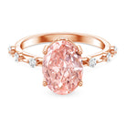 Rosec Jewels-IGI Certified 3 Carat Lab Grown Pink Diamond Oval Engagement Ring with Spaced Accent