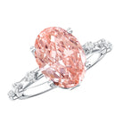 Rosec Jewels-IGI Certified 3 Carat Lab Grown Pink Diamond Oval Engagement Ring with Spaced Accent