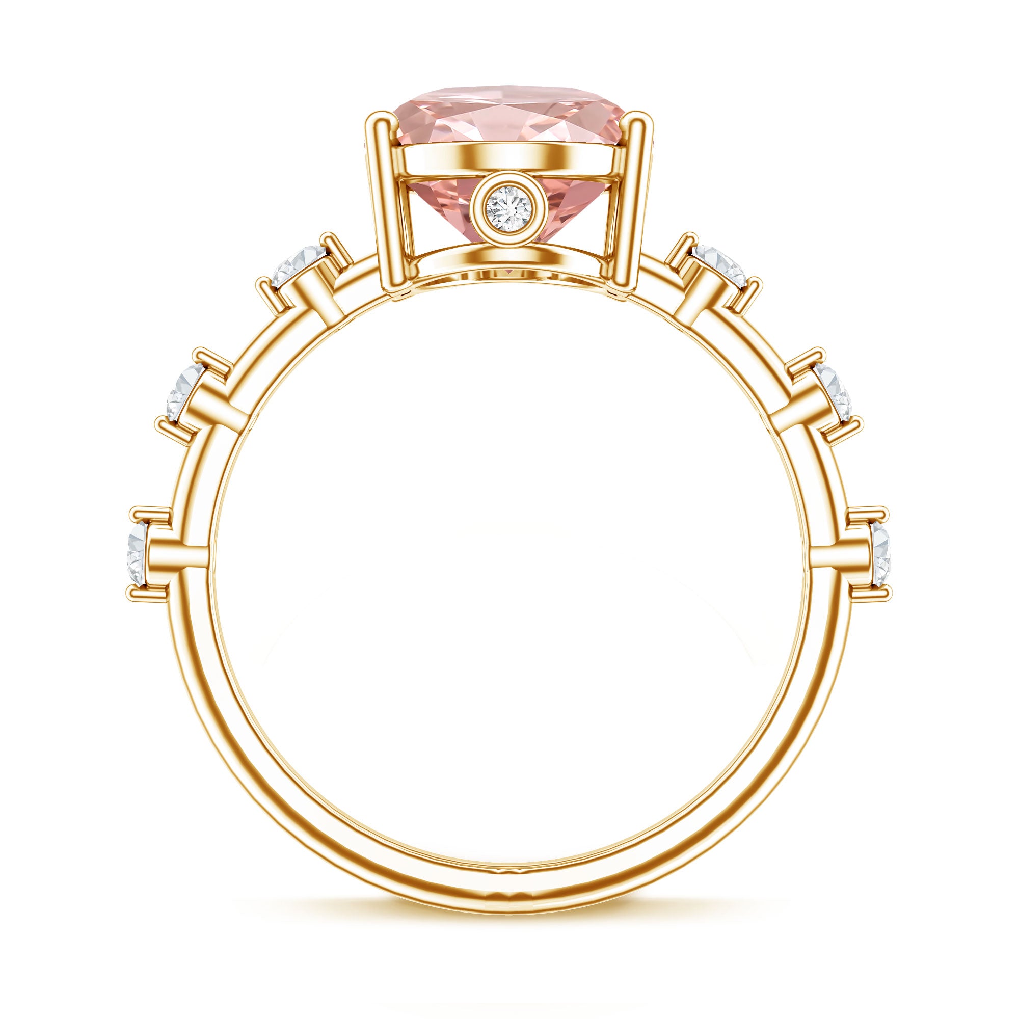 Rosec Jewels-IGI Certified 3 Carat Lab Grown Pink Diamond Oval Engagement Ring with Spaced Accent