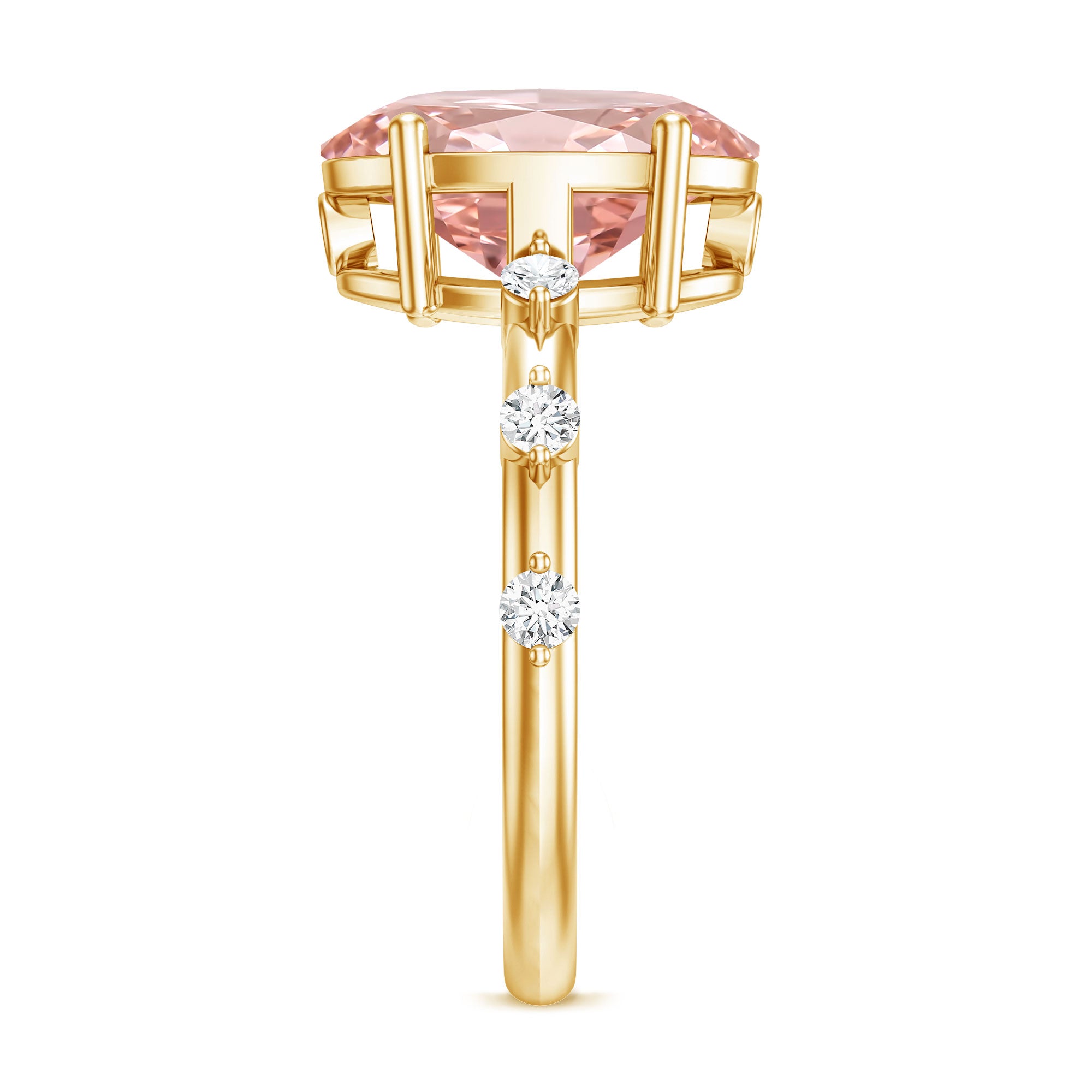 Rosec Jewels-IGI Certified 3 Carat Lab Grown Pink Diamond Oval Engagement Ring with Spaced Accent