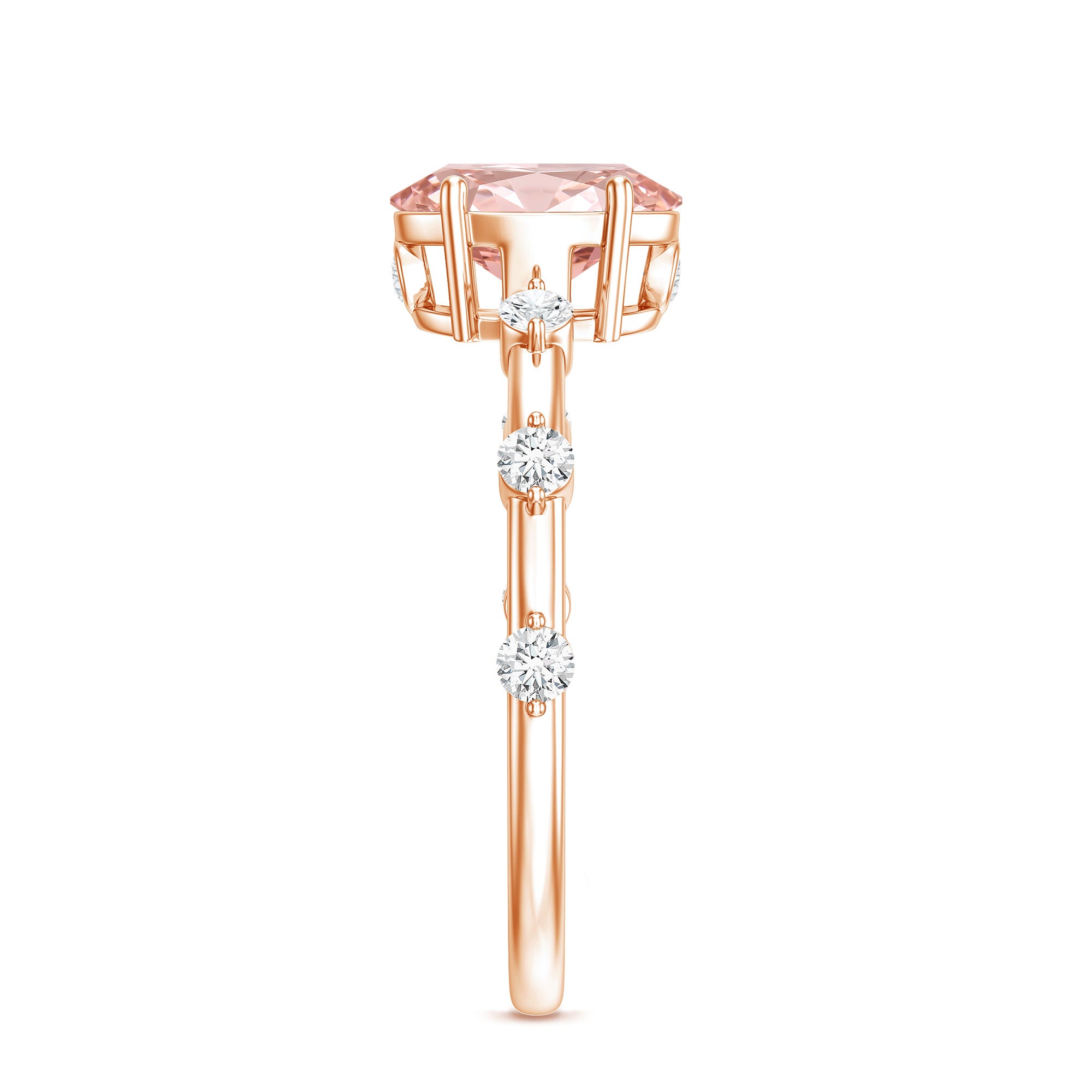 Rosec Jewels-Oval Cut 1 Carat Lab Grown Pink Diamond Solitaire Engagement Ring IGI Certified