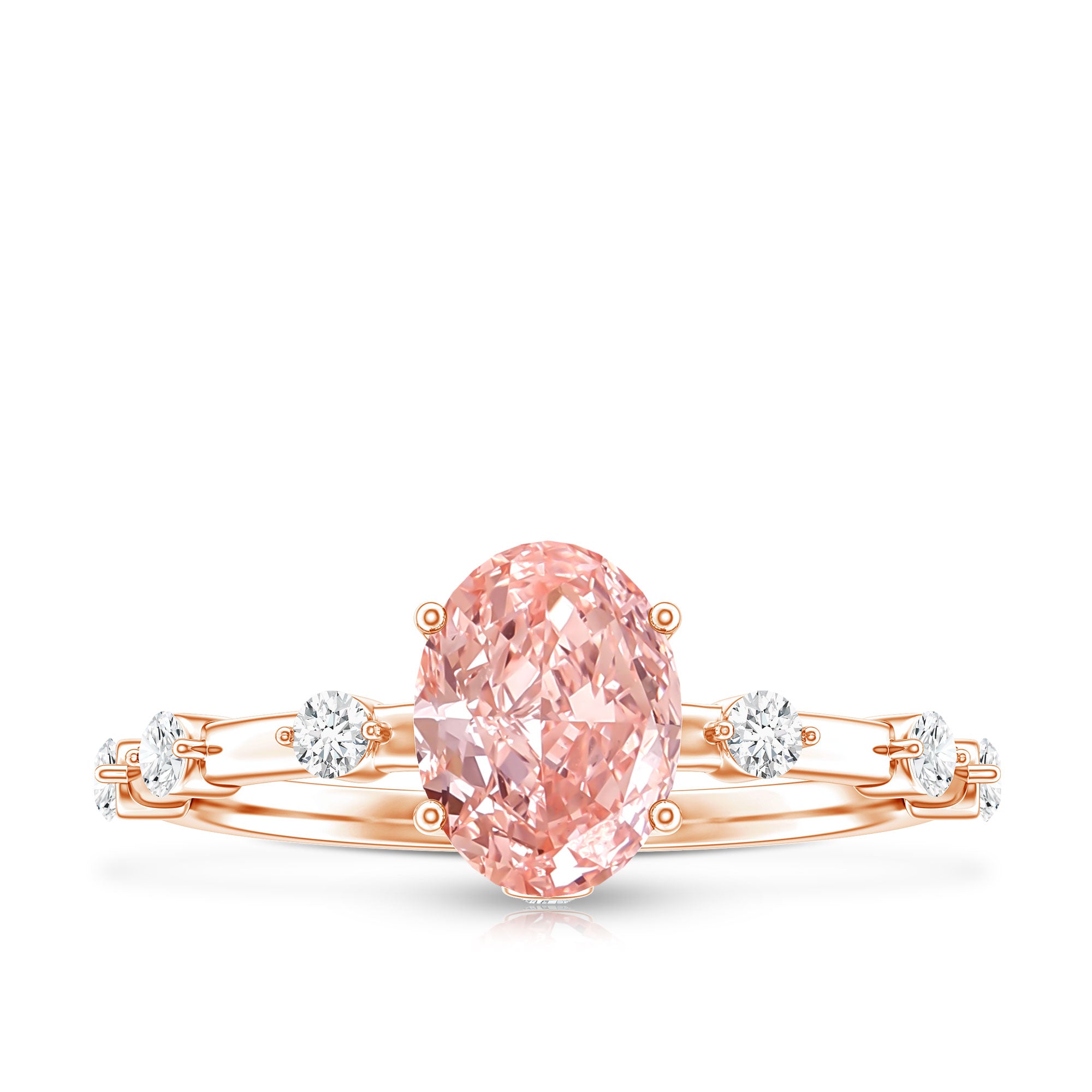 Rosec Jewels-Oval Cut 1 Carat Lab Grown Pink Diamond Solitaire Engagement Ring IGI Certified