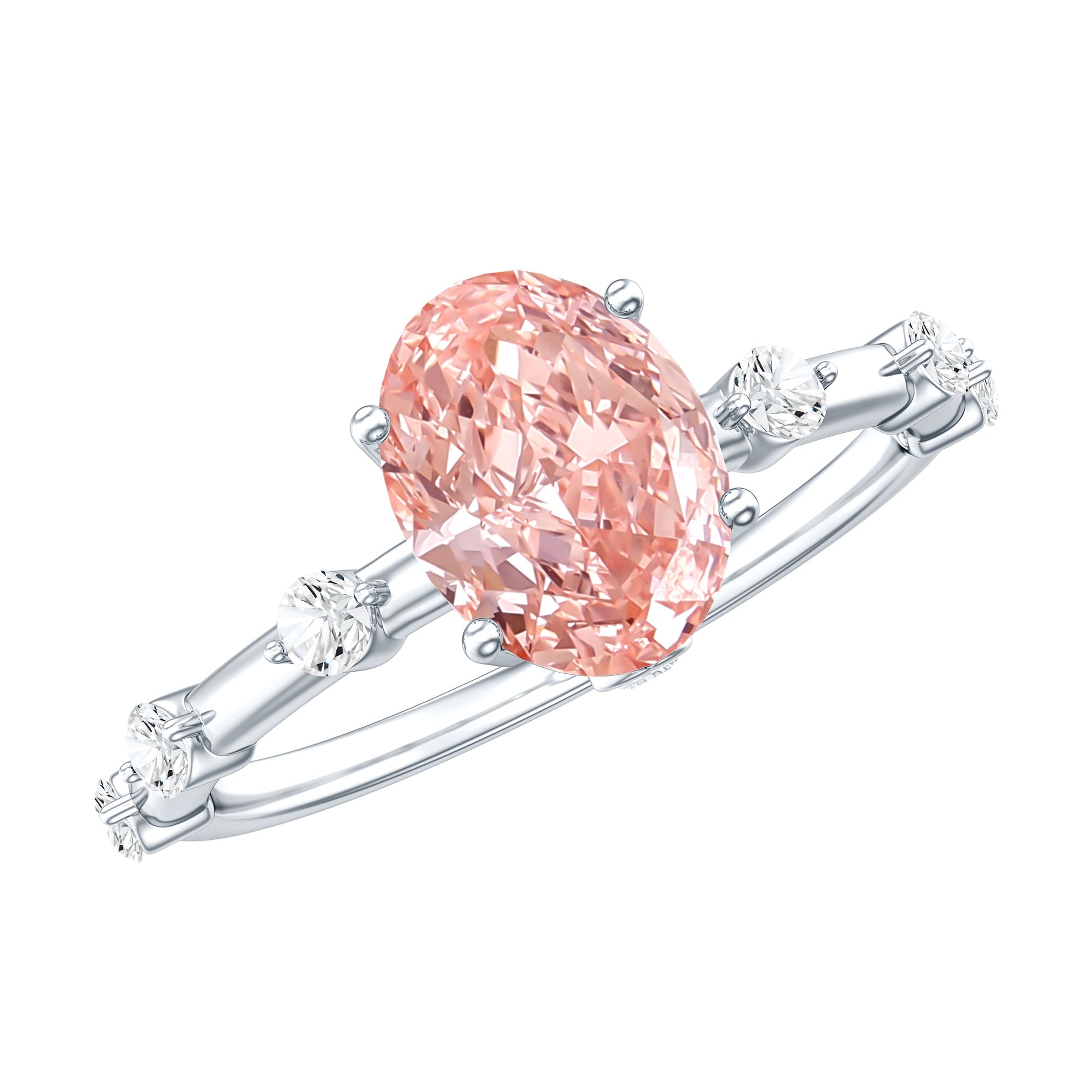 Rosec Jewels-Oval Cut 1 Carat Lab Grown Pink Diamond Solitaire Engagement Ring IGI Certified