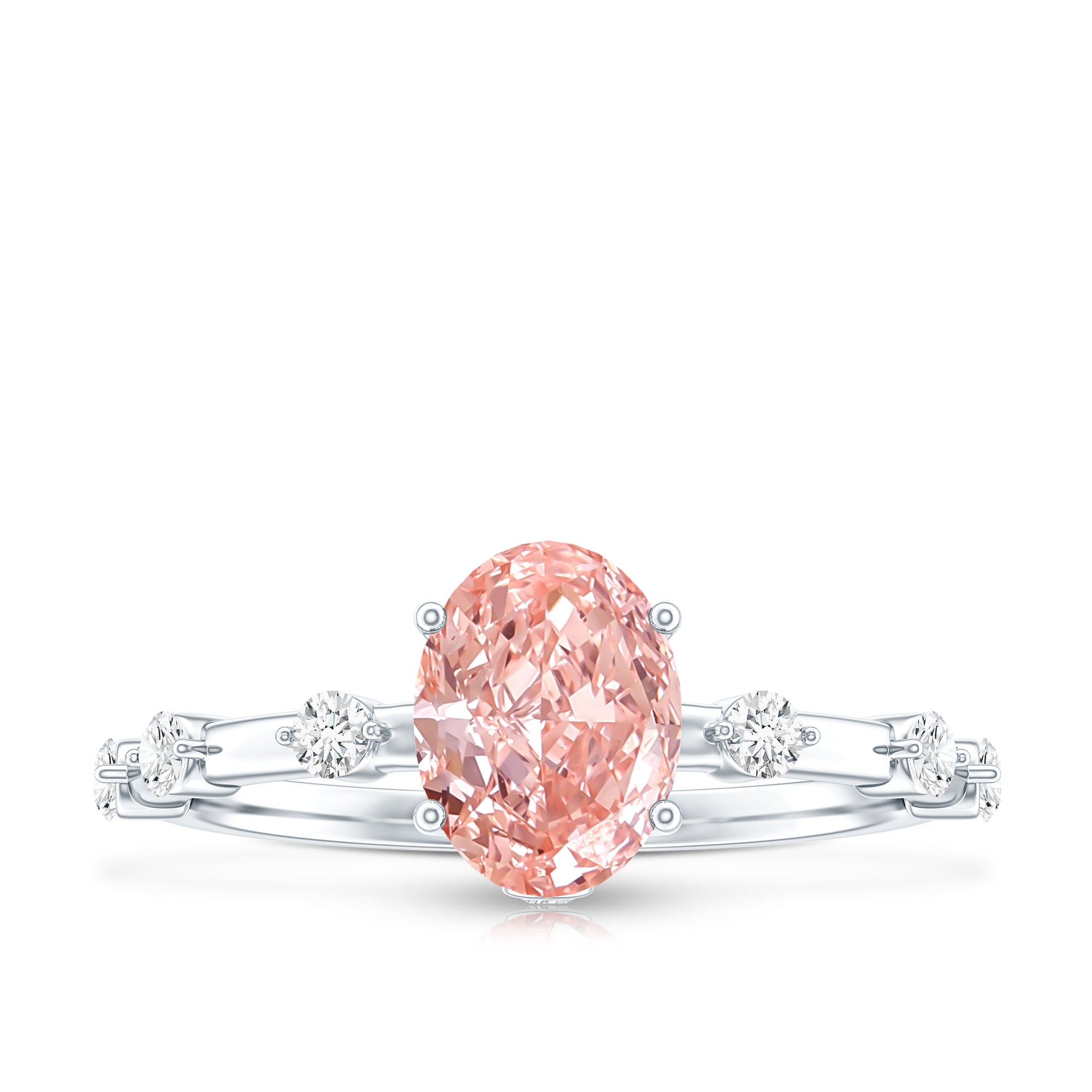 Rosec Jewels-Oval Cut 1 Carat Lab Grown Pink Diamond Solitaire Engagement Ring IGI Certified