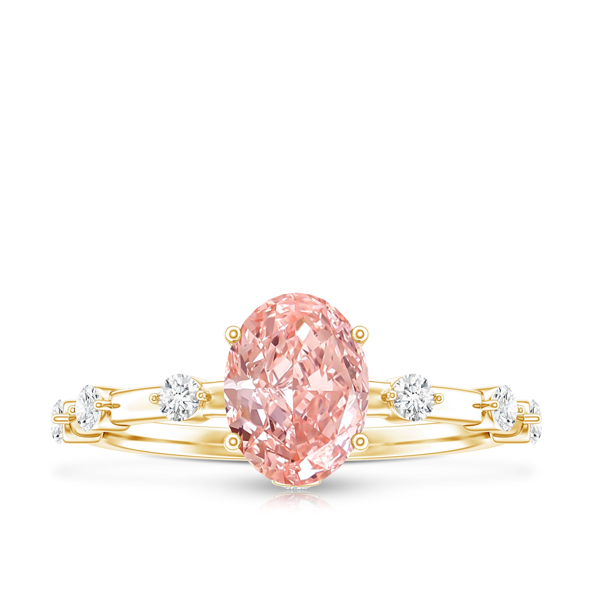 Rosec Jewels-Oval Cut 1 Carat Lab Grown Pink Diamond Solitaire Engagement Ring IGI Certified