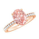 Rosec Jewels-IGI Certified 2 Carat Lab Grown Pink Diamond Oblong Engagement Ring with Side Stones