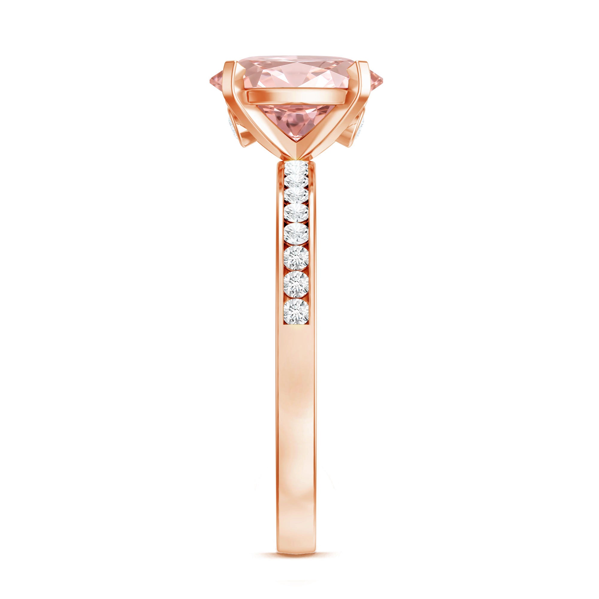 Rosec Jewels-IGI Certified 2 Carat Lab Grown Pink Diamond Oblong Engagement Ring with Side Stones