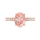 Rosec Jewels-IGI Certified 2 Carat Lab Grown Pink Diamond Oblong Engagement Ring with Side Stones