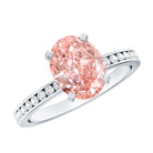 Rosec Jewels-IGI Certified 2 Carat Lab Grown Pink Diamond Oblong Engagement Ring with Side Stones
