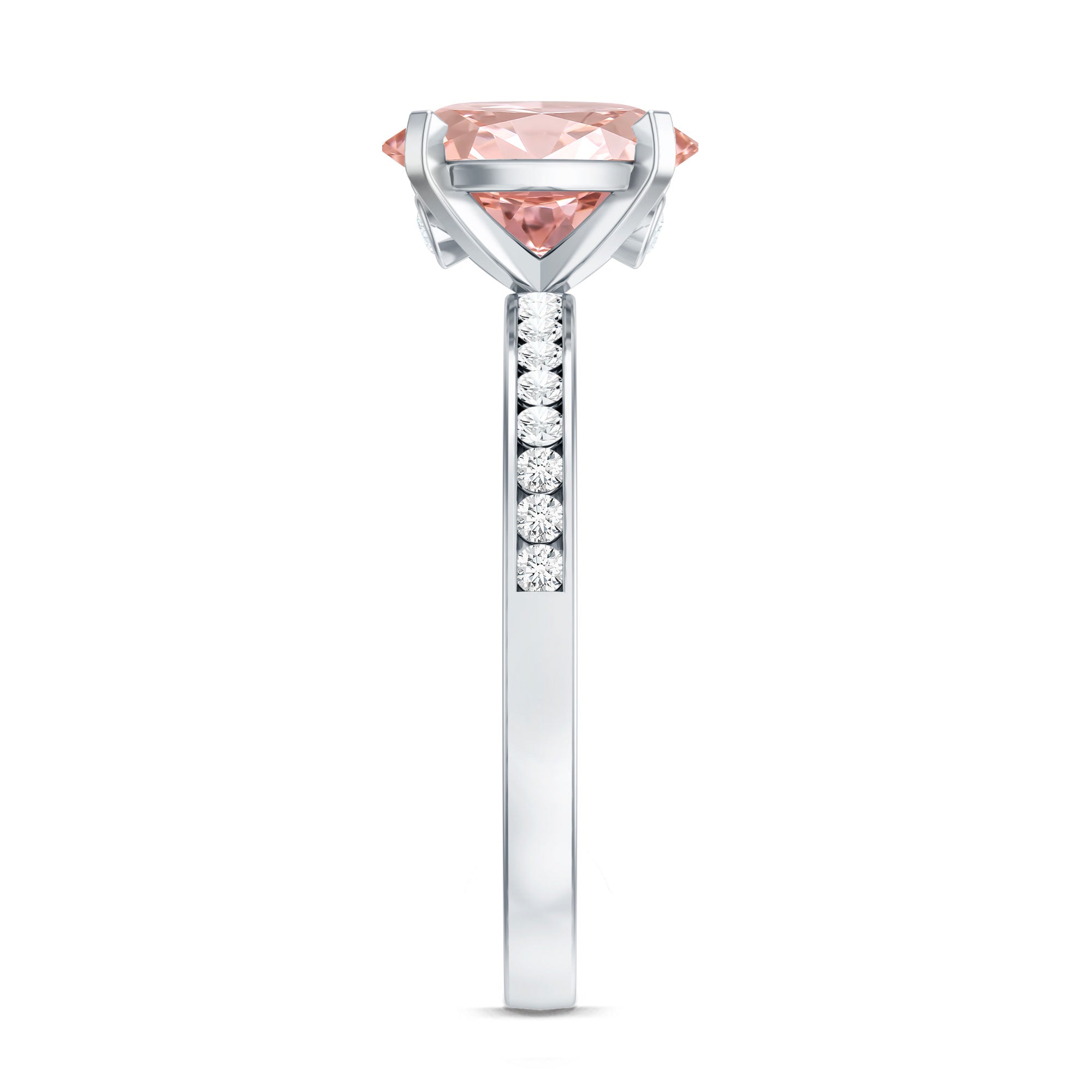 Rosec Jewels-IGI Certified 2 Carat Lab Grown Pink Diamond Oblong Engagement Ring with Side Stones