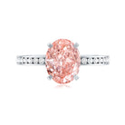 Rosec Jewels-IGI Certified 2 Carat Lab Grown Pink Diamond Oblong Engagement Ring with Side Stones
