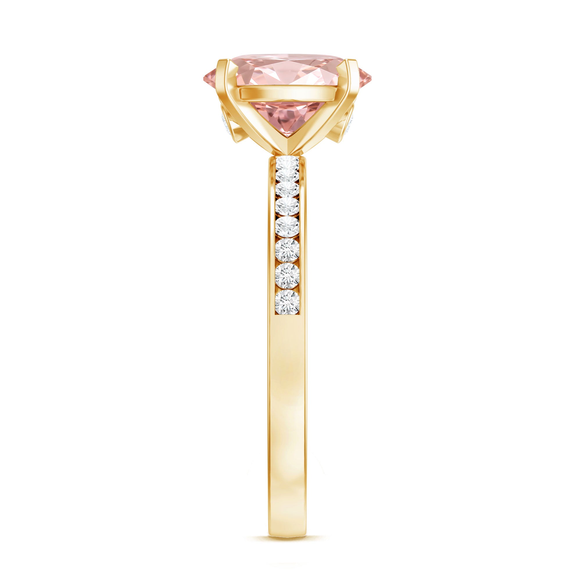 Rosec Jewels-IGI Certified 2 Carat Lab Grown Pink Diamond Oblong Engagement Ring with Side Stones