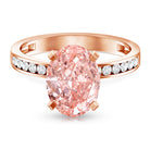 Rosec Jewels-IGI Certified 3 Carat Lab Grown Pink Diamond Oval Solitaire Engagement Ring