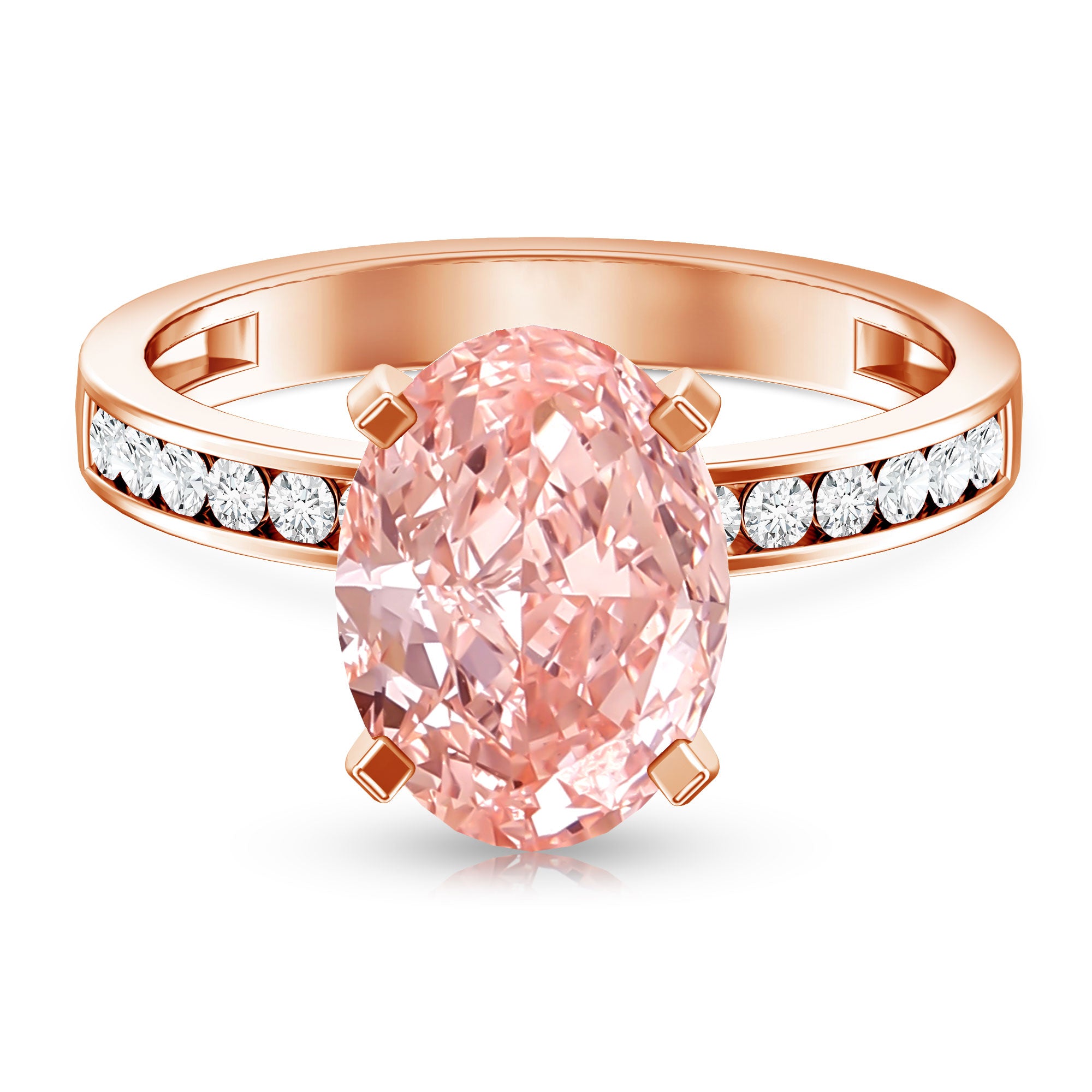 Rosec Jewels-IGI Certified 3 Carat Lab Grown Pink Diamond Oval Solitaire Engagement Ring