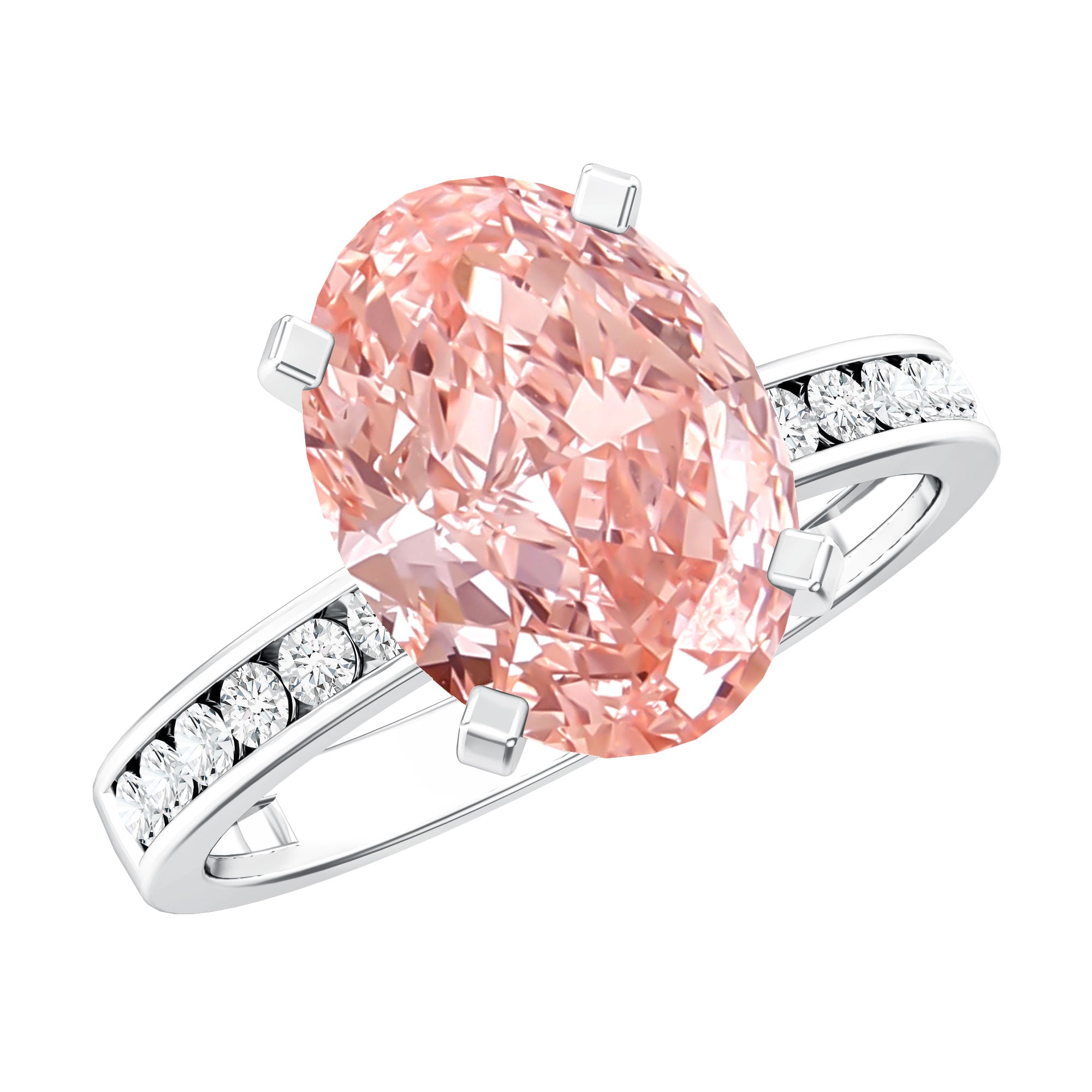 Rosec Jewels-IGI Certified 3 Carat Lab Grown Pink Diamond Oval Solitaire Engagement Ring