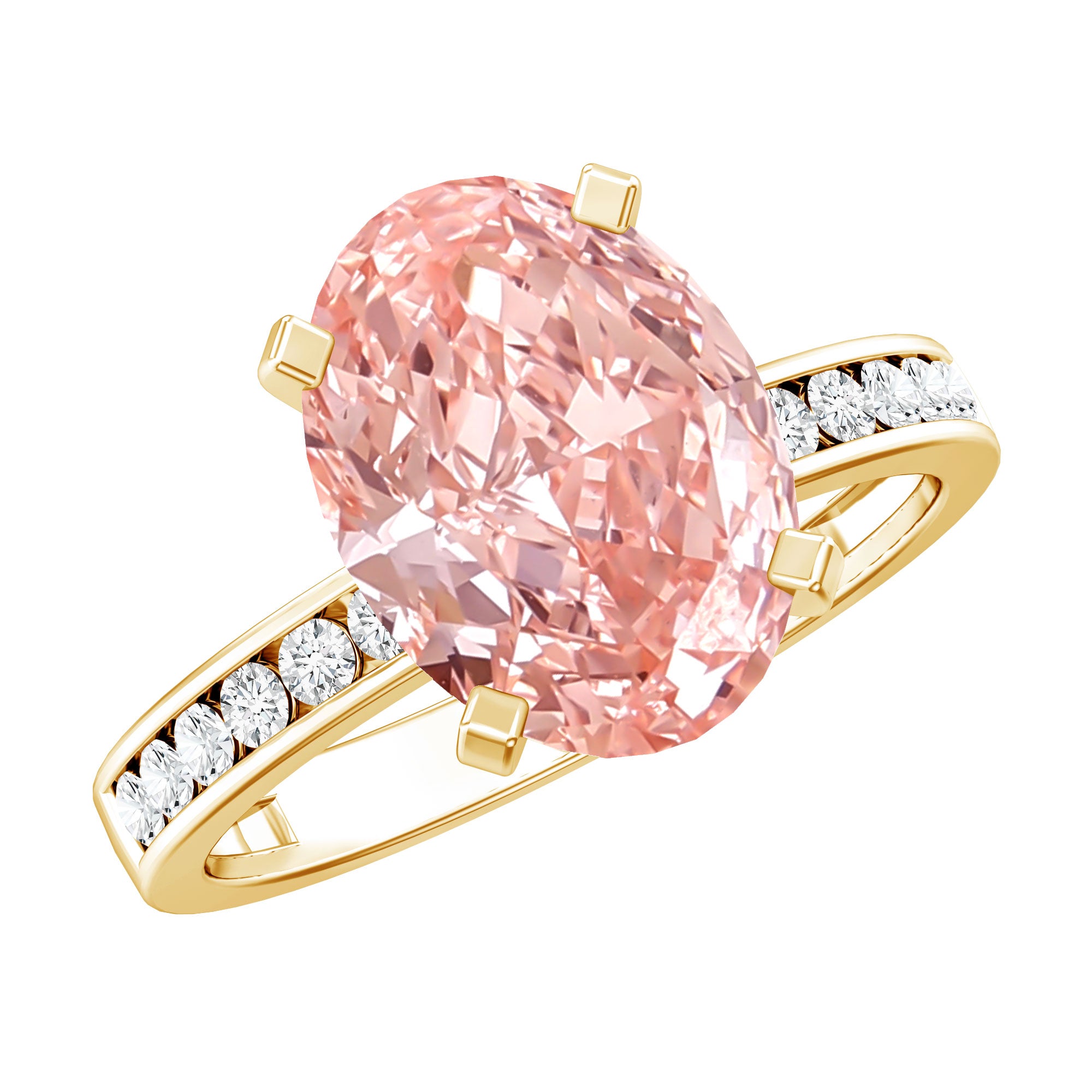 Rosec Jewels-IGI Certified 3 Carat Lab Grown Pink Diamond Oval Solitaire Engagement Ring