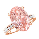 Rosec Jewels-IGI Certified Solitaire Lab Grown Pink Diamond Oval Engagement Ring 4 Carat