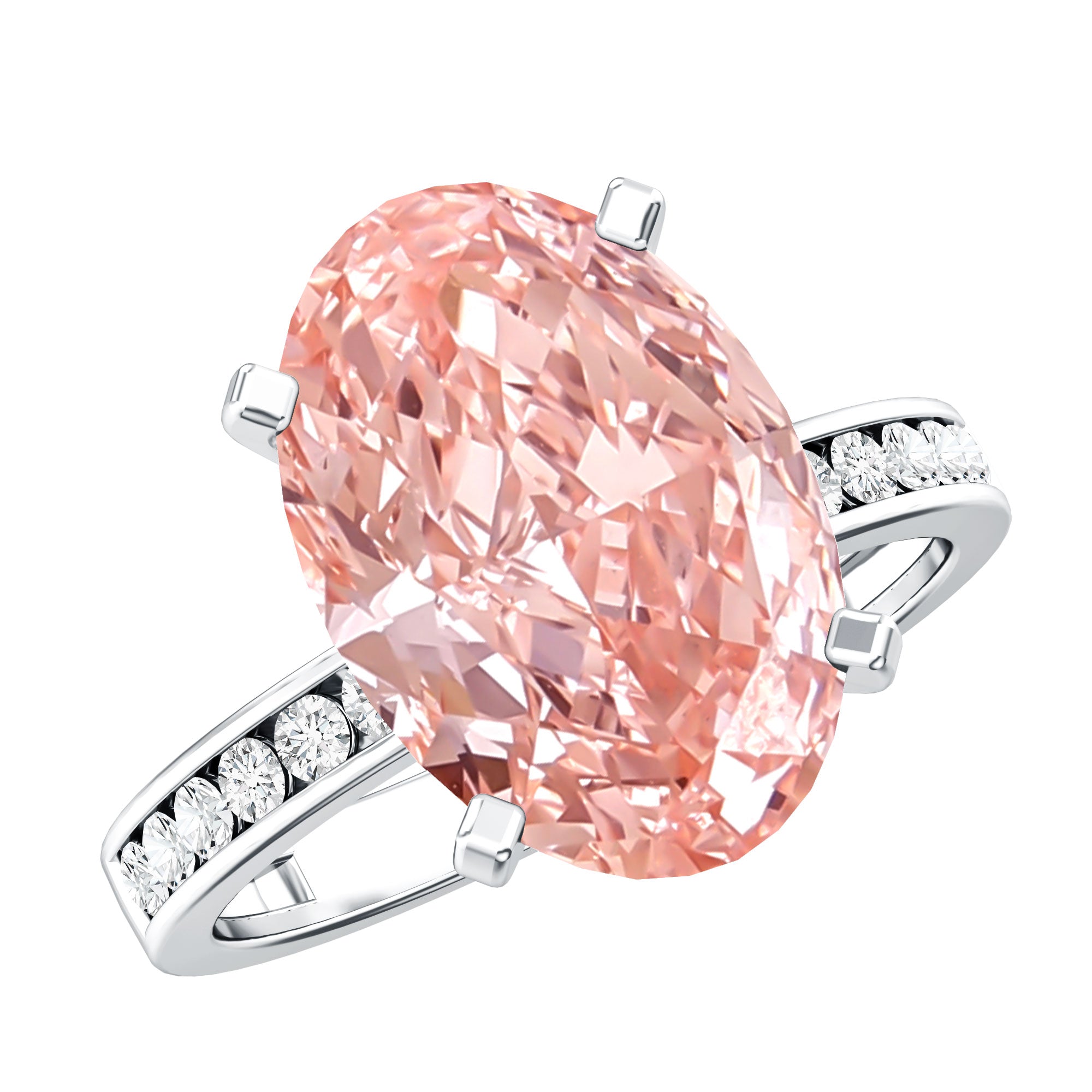 Rosec Jewels-IGI Certified Solitaire Lab Grown Pink Diamond Oval Engagement Ring 4 Carat